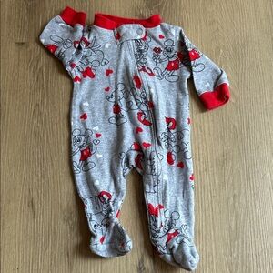 Disney Gray and Red Footie with Mickey Mouse Design
